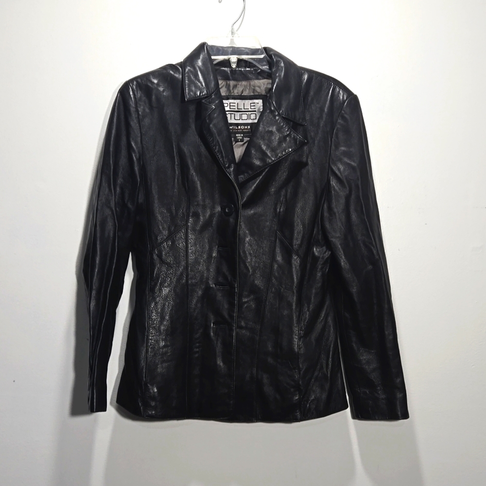 Wilsons Pelle Studio Leather Button Front Jacket Small